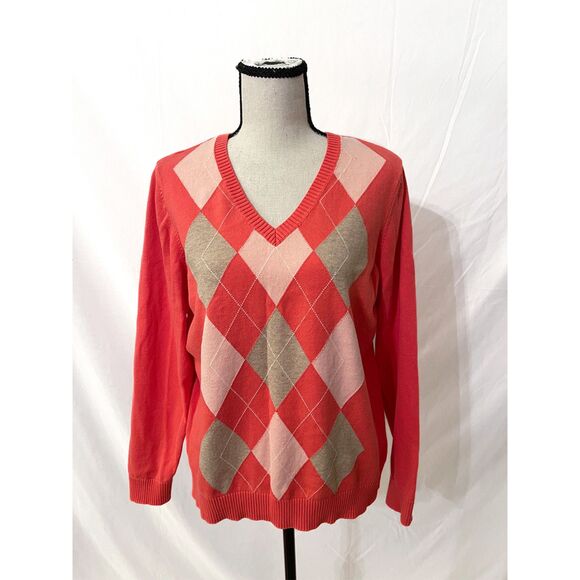Izod Crewneck Sweater | Salmon Argyle - Picture 3 of 12